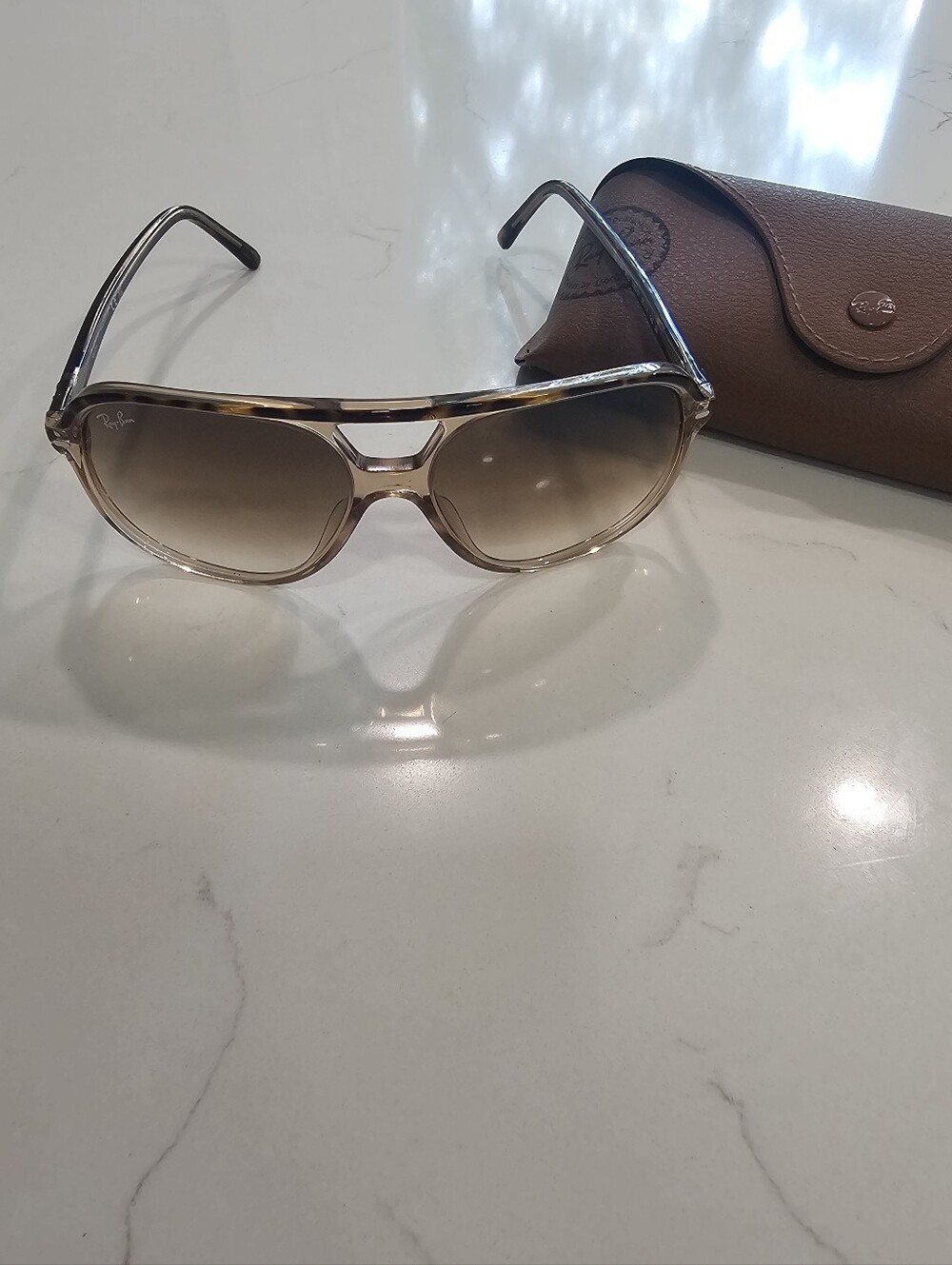 Ray Ban Sunglasses, Style: Bill, Havana On Transparent Brown, Lens Light Brown